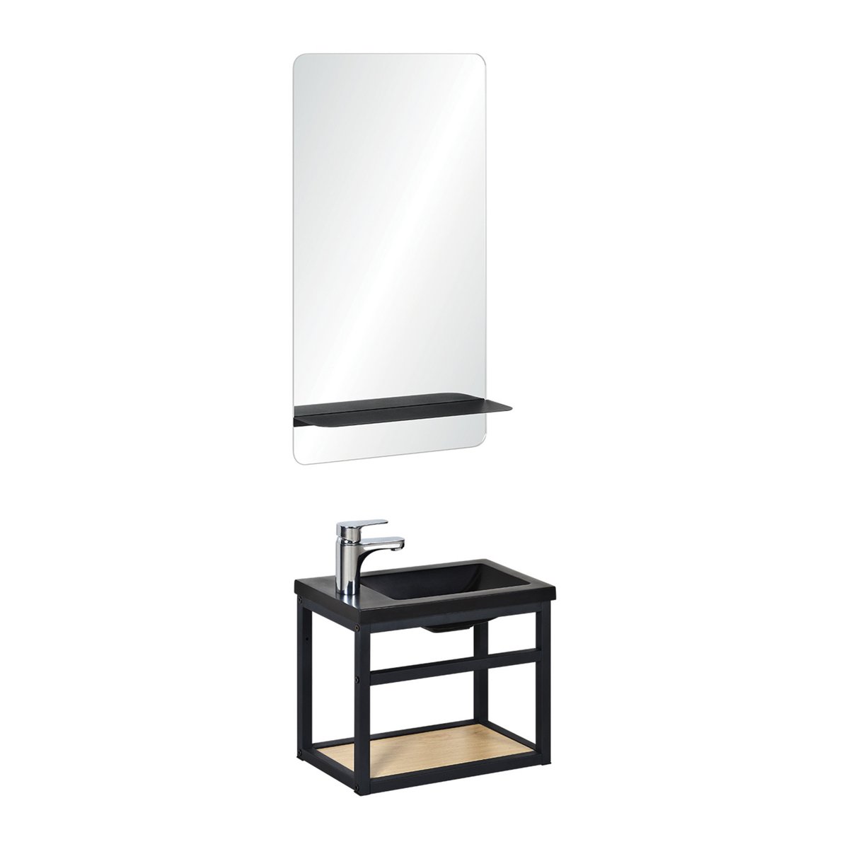 Ensemble lave-mains + miroir + robinet SAO noir, MOB IN