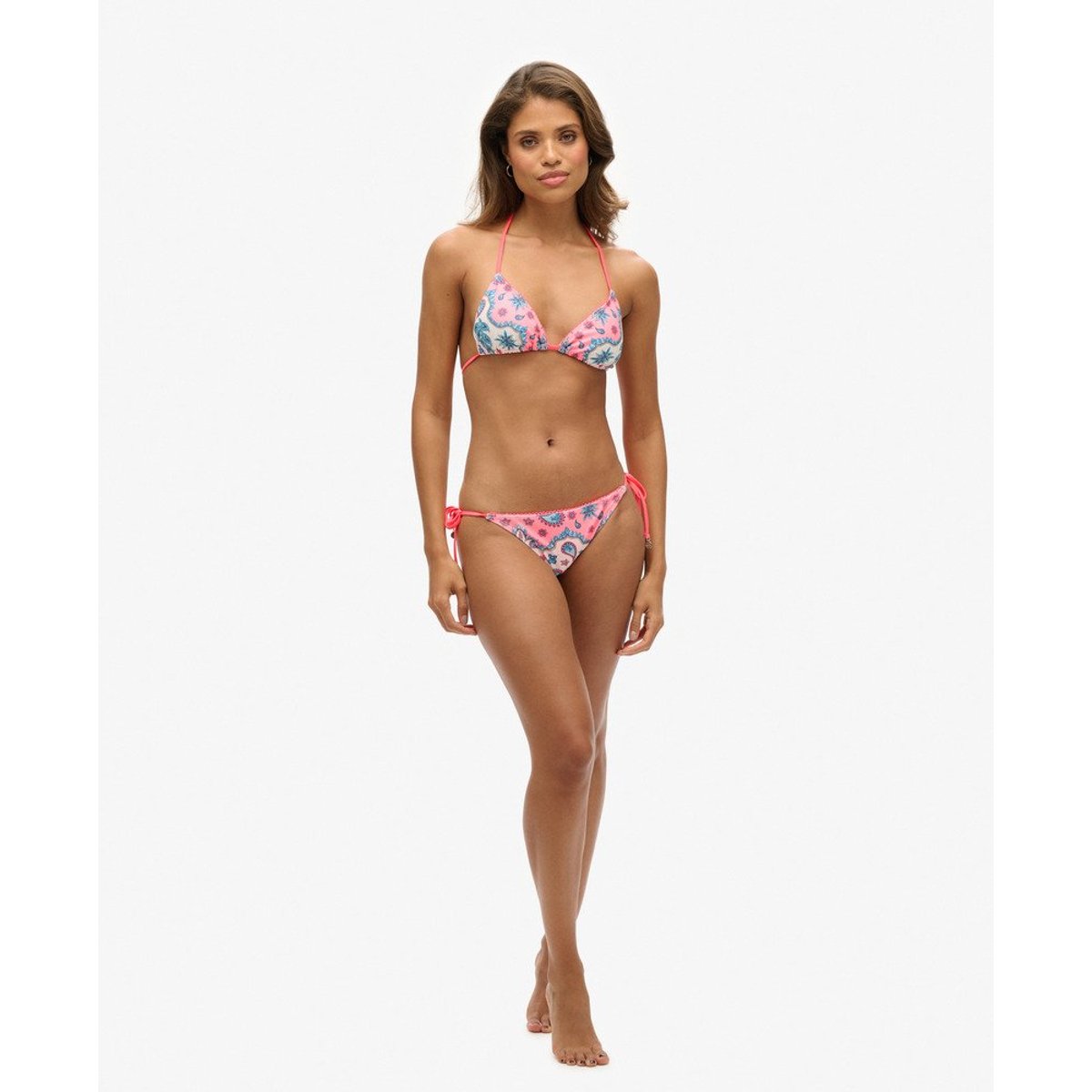 Haut de bikini triangle à nouer bandana rose, SUPERDRY