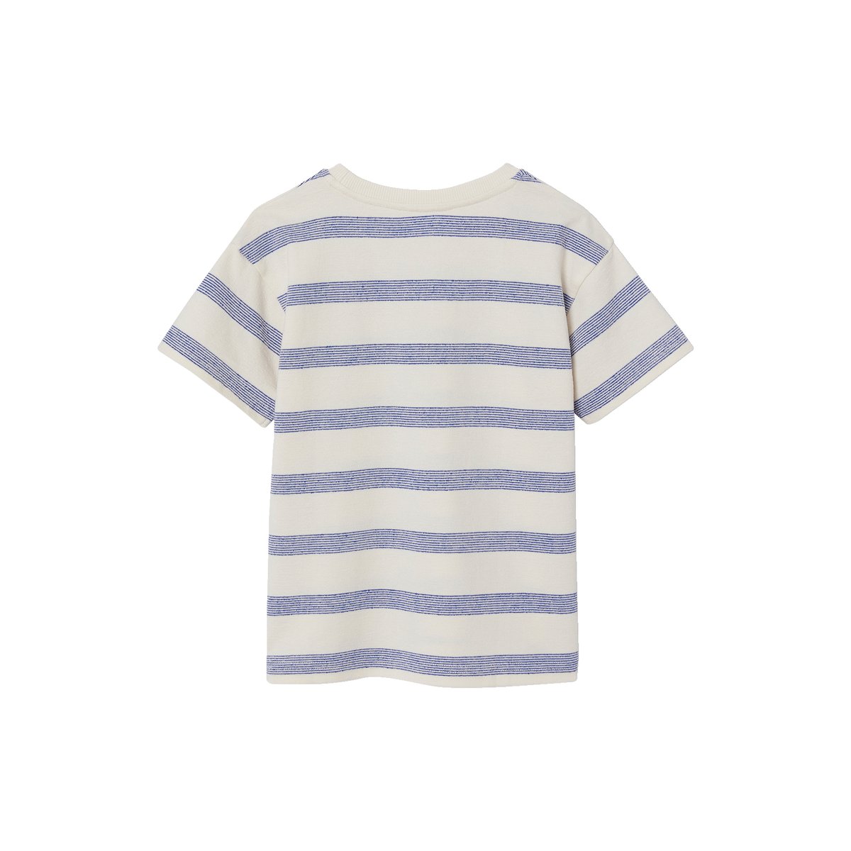 T-shirt épais effet gauffré rayé blanc, VERTBAUDET