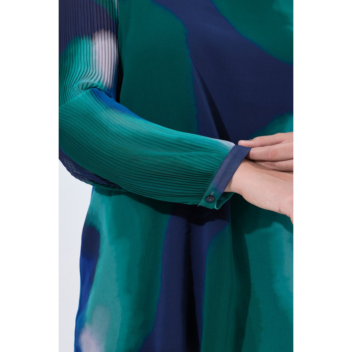 Blouse en mousseline doublée marine, ULLA POPKEN