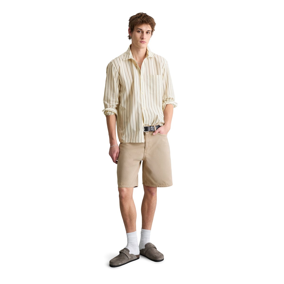 Chemise regular en popeline de coton bio blanc naturel, MARC O’POLO DENIM
