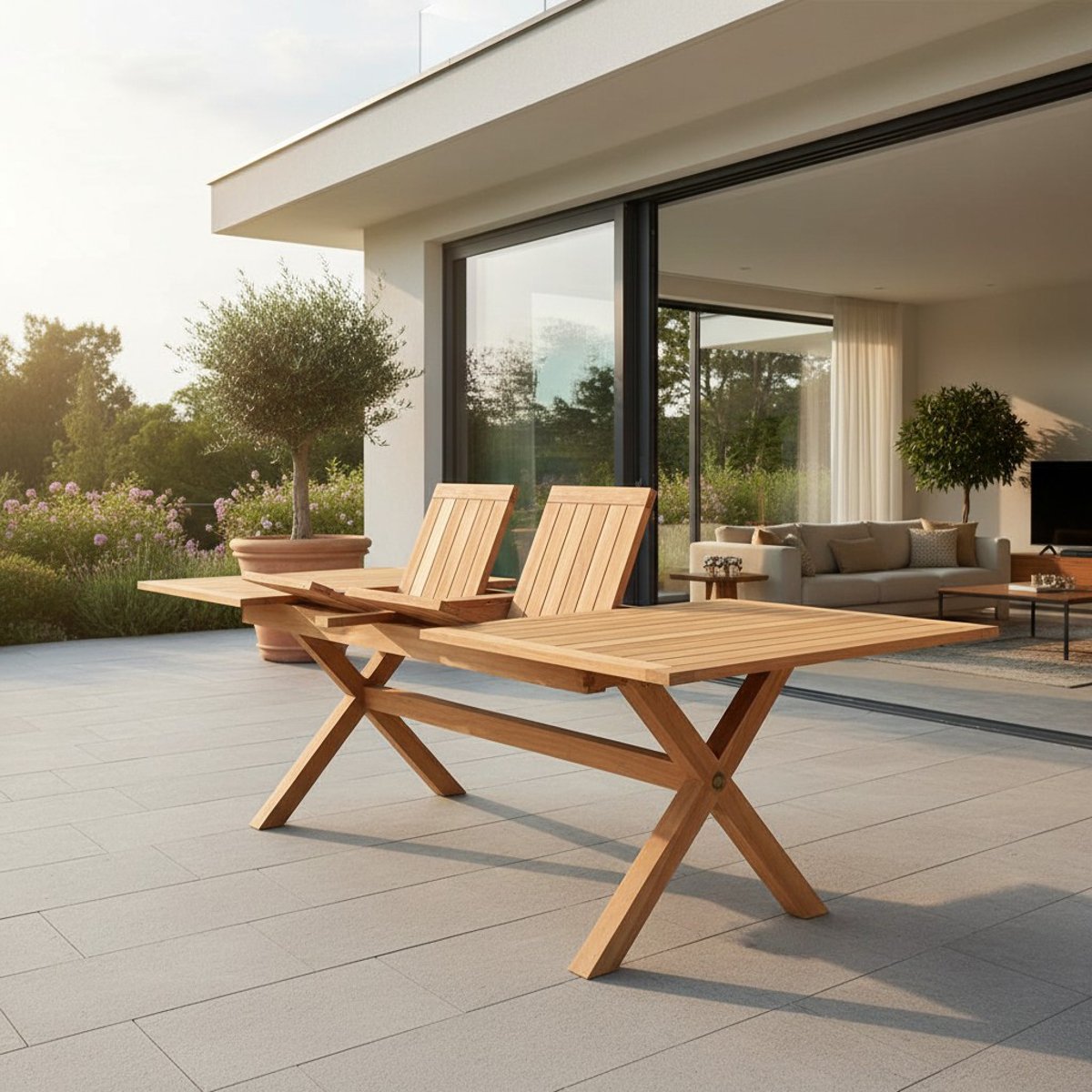 Table extensible teck massif 12 places Linarte XL naturel, TECK ATTITUDE