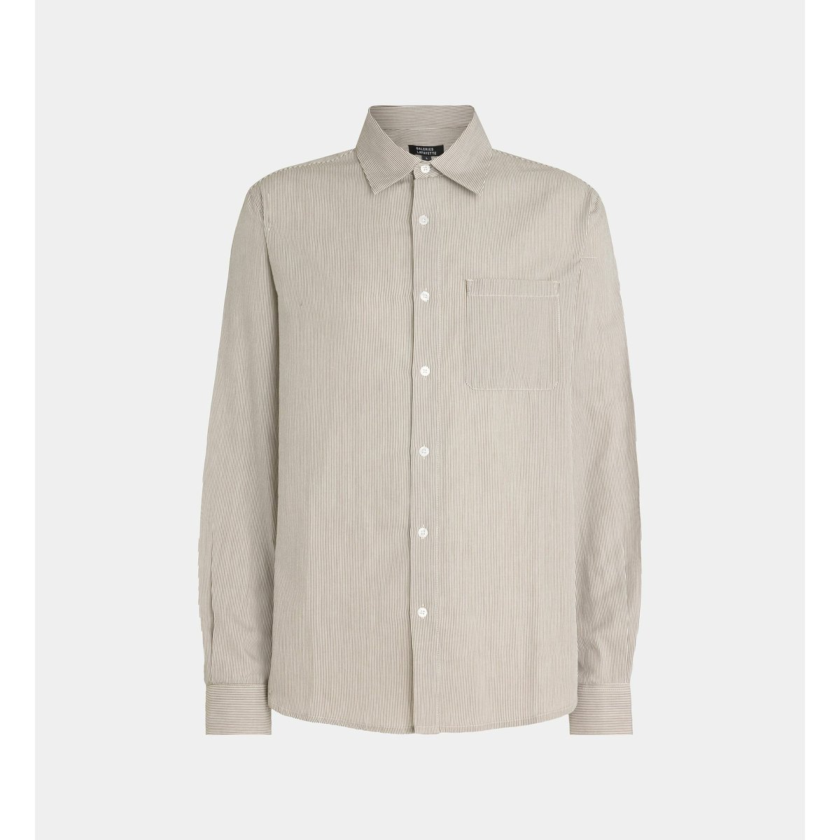 Chemise 3 rayée en coton blanc et kaki, GALERIES LAFAYETTE