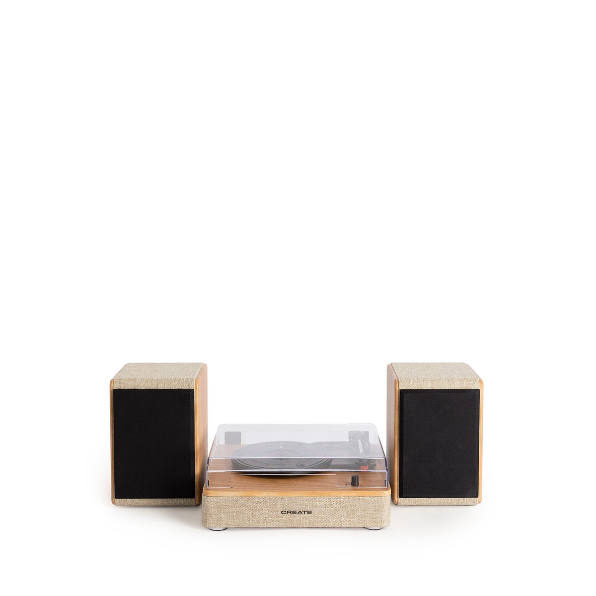 Tourne-disque avec 2 haut-parleurs RECORDPLAYERPRO bois clair, CREATE