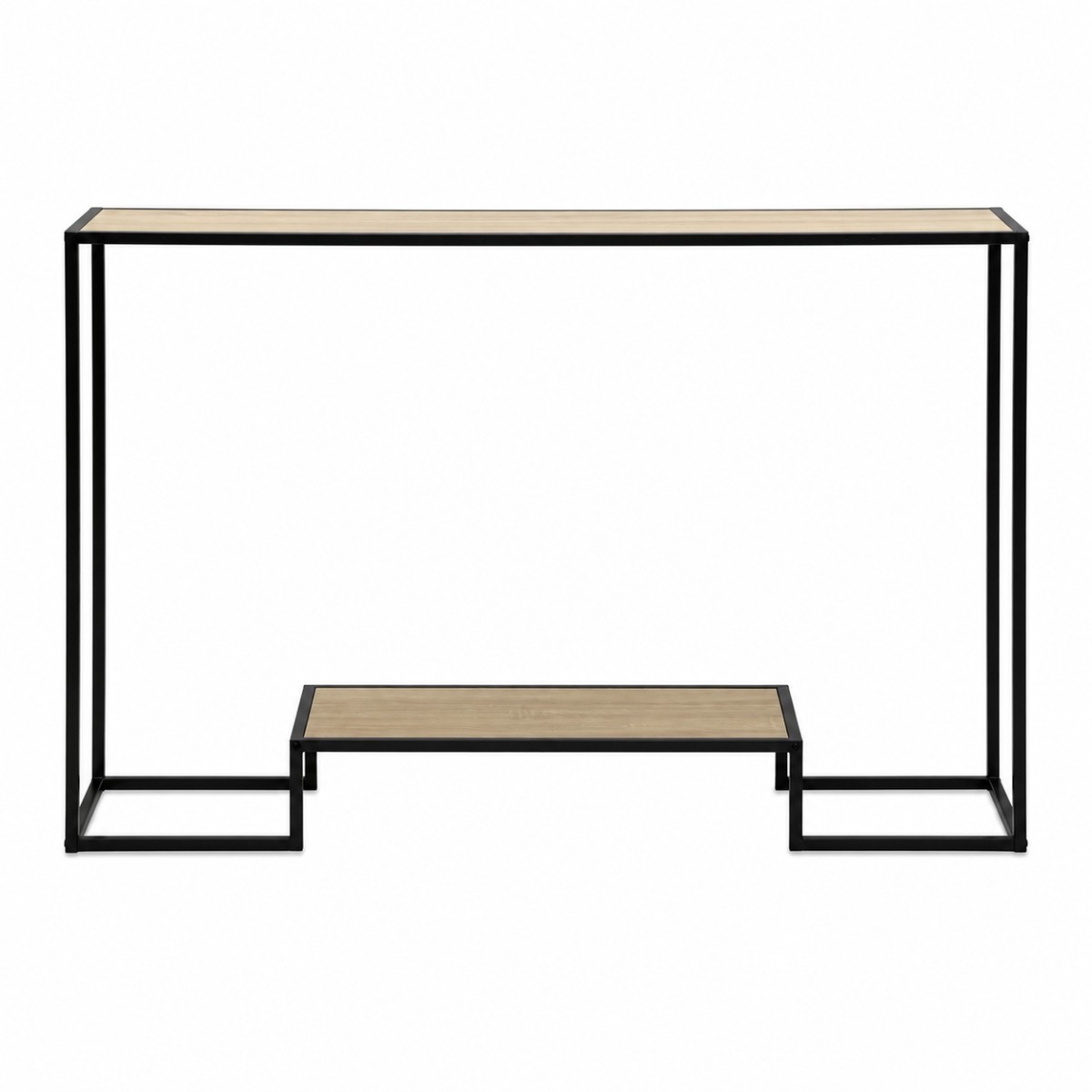 Console moderne 2 niveaux décor chêne L120cm décor bois chêne, CALICOSY