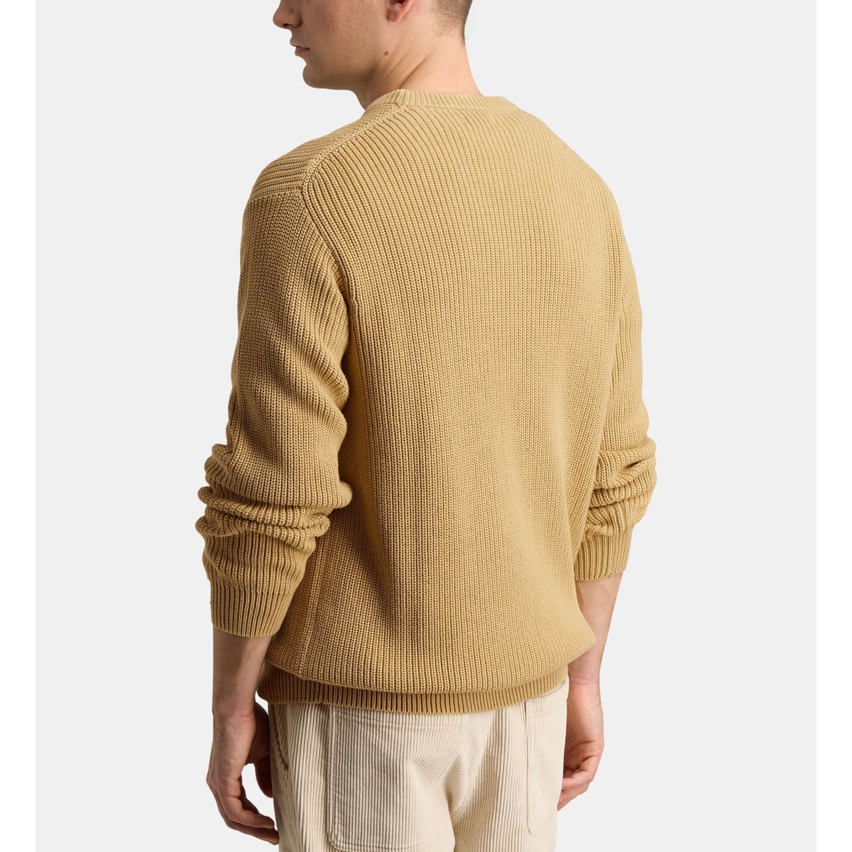 Pull brib droit maille coton bio beige et camel, GALERIES LAFAYETTE