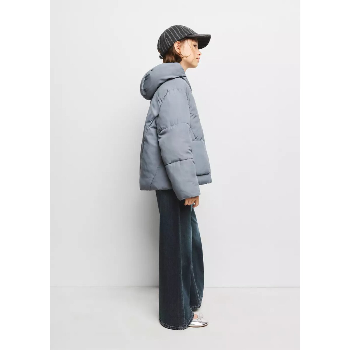 Anorak matelassé à capuche bleu, MANGO KIDS