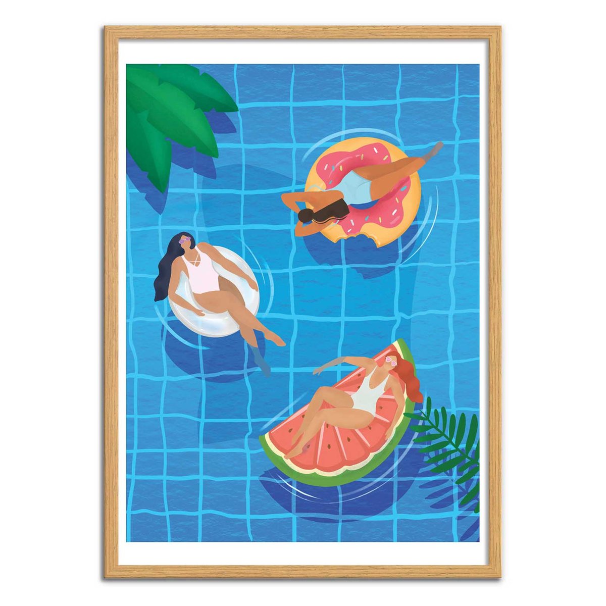 Affiche d'art - Pool Ladies - Petra Lizde bleu, WALL EDITIONS