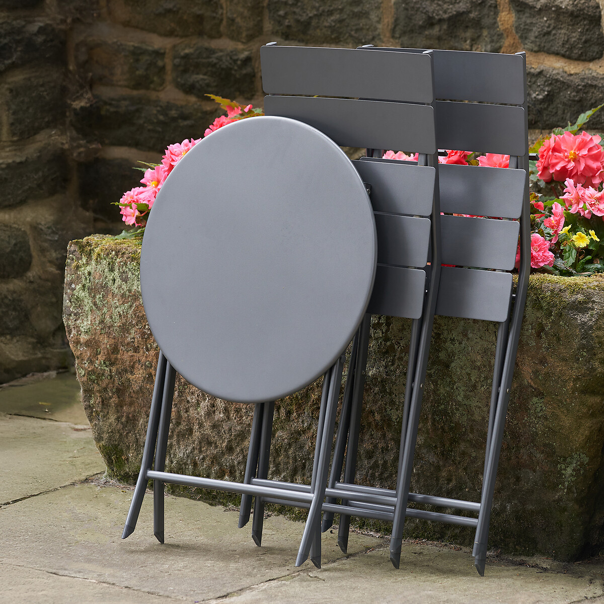 Romano Metal Garden Bistro Set charcoal, SO'HOME
