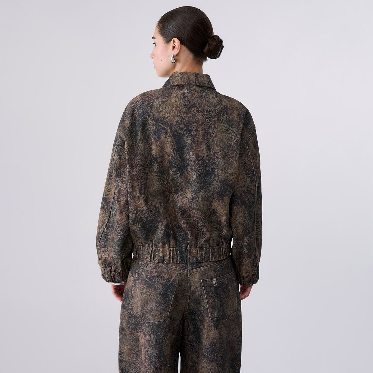 Blouson oversize avec imprimé pailleté marron, LIU JO