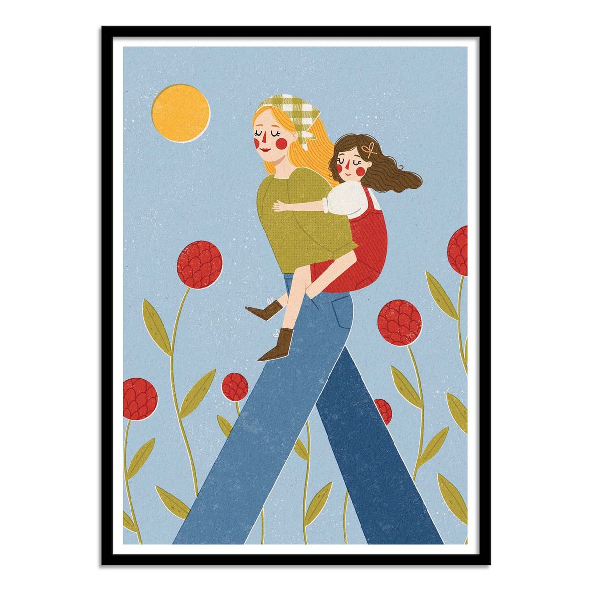 Affiche d'art - Piggy Back - Julia Leister bleu, WALL EDITIONS