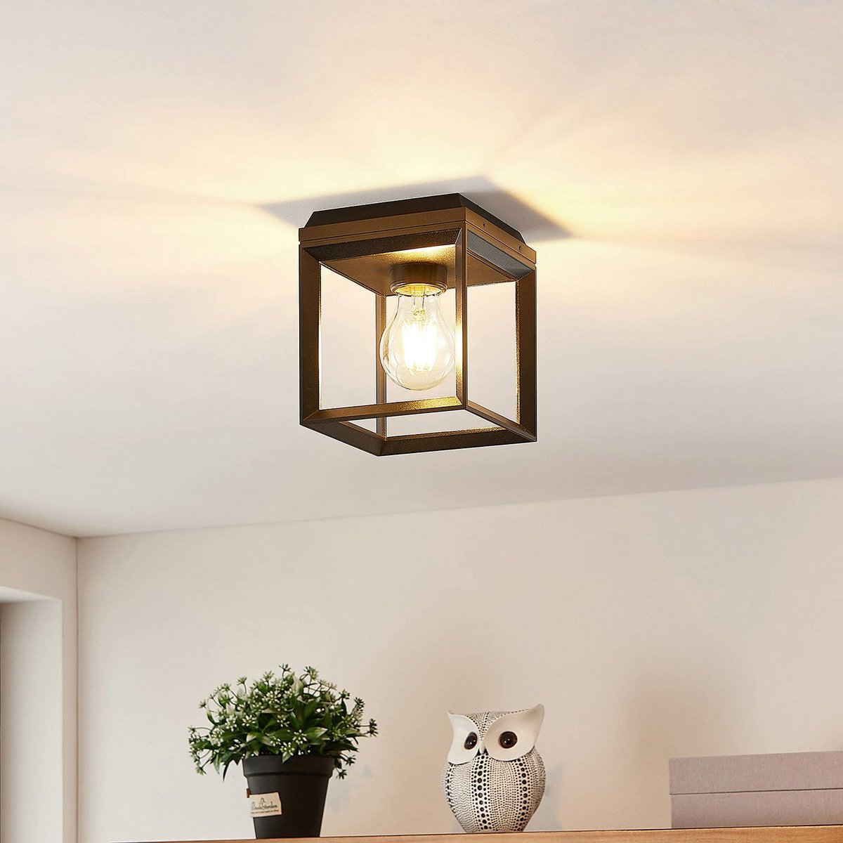 Plafonnier en métal vintage, Cayla noir (ral 9005), ARCCHIO