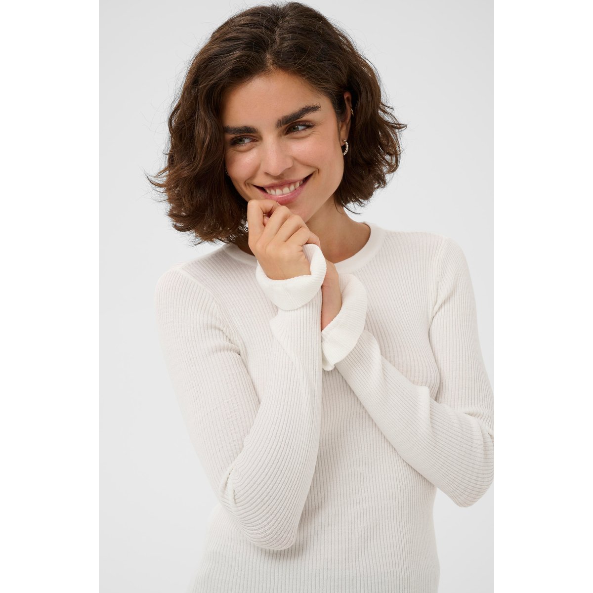 Pullover tricoté blanc, KAFFE