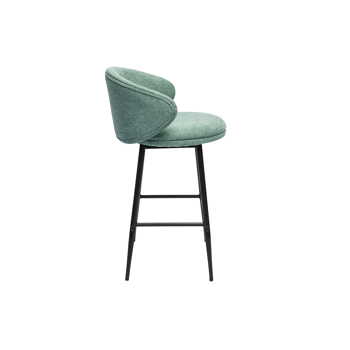 Tabourets de bar design en tissu effet velours texturé vert céladon et métal noir (lot de 2) ROSALIE vert lagon, MILIBOO