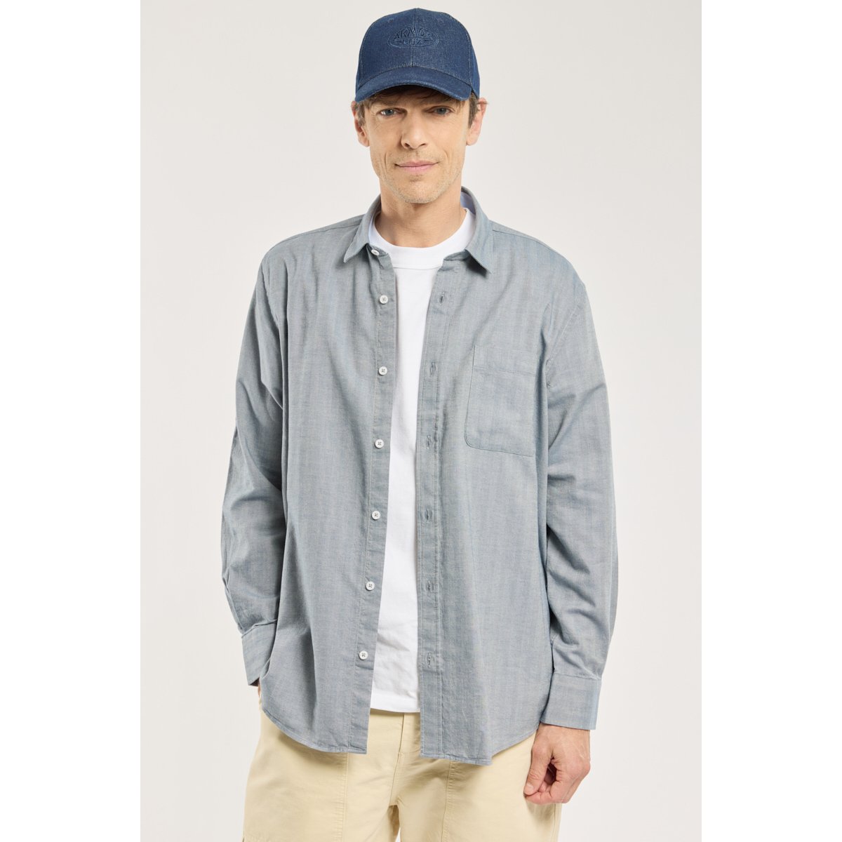 Chemise coupe confort - coton chevron marine deep/milk, ARMOR-LUX