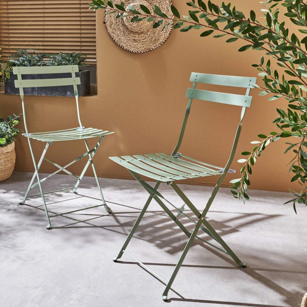 Chaise de jardin pliante métal (lot de 2) CHAISES EMILIA vert de gris, SWEEEK