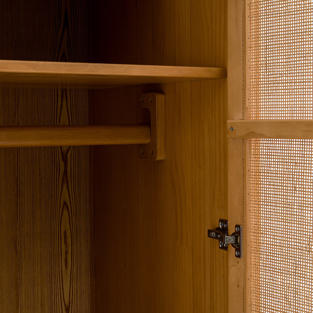 Armário de 3 portas, pinho maciço e cana de rattan, Gabin natural, LA REDOUTE INTERIEURS