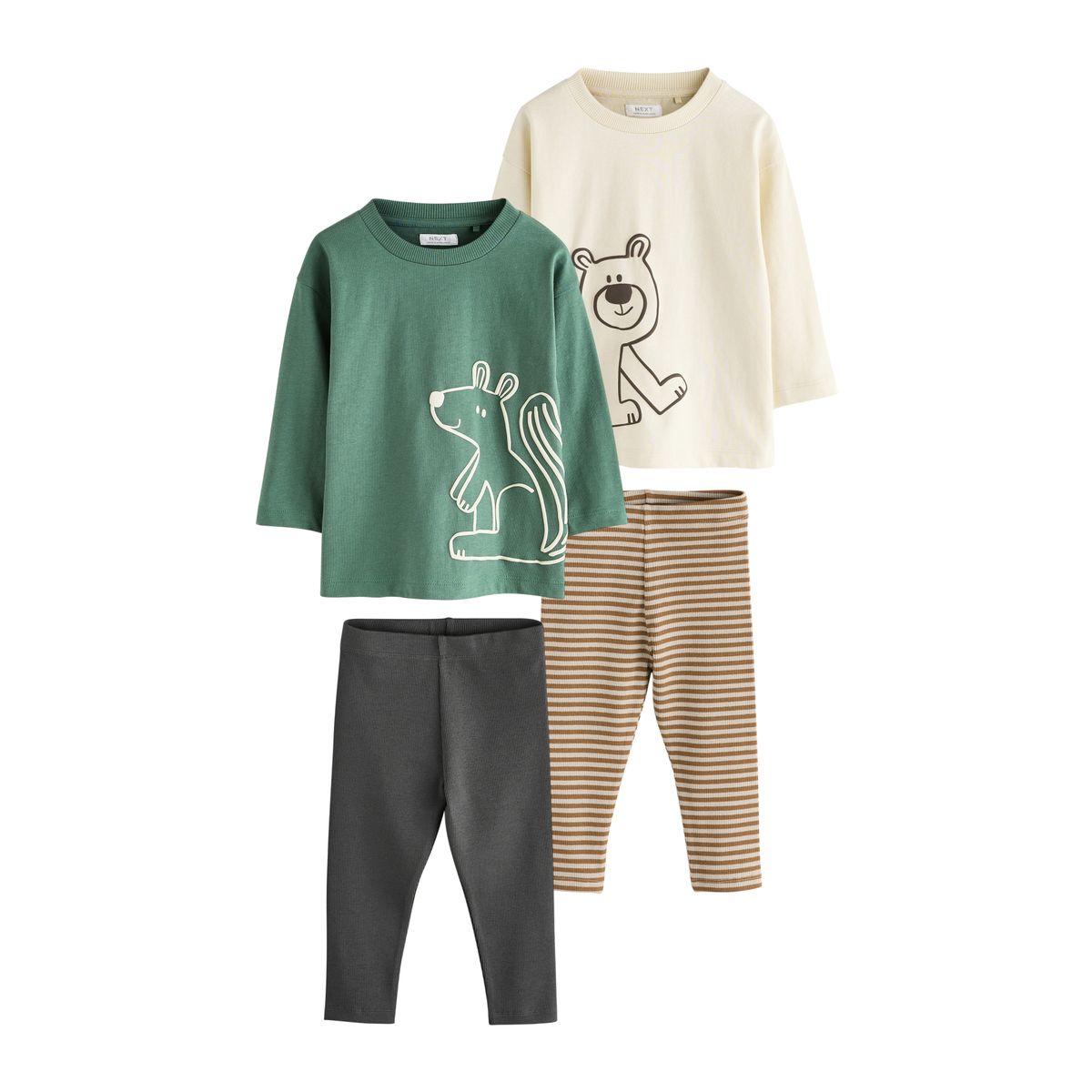 Ensemble haut imprimé et legging, lot de 2 forêt brune/crème, NEXT