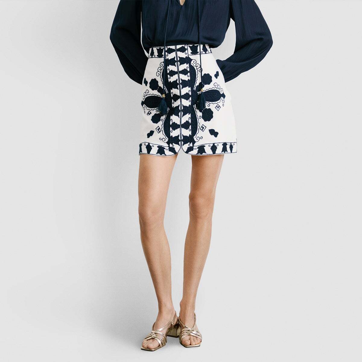 Jupe Courte Avec Broderie blanche mousse, PEPE JEANS