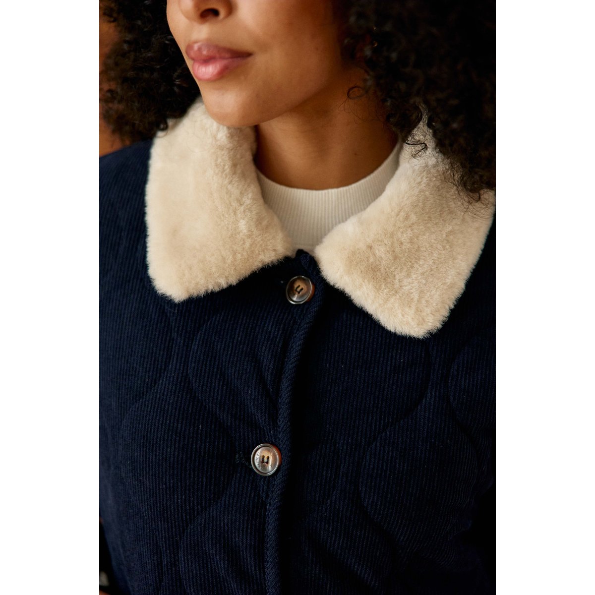 Manteau col amovible uni NATTIA 25-marine, LA PETITE ETOILE