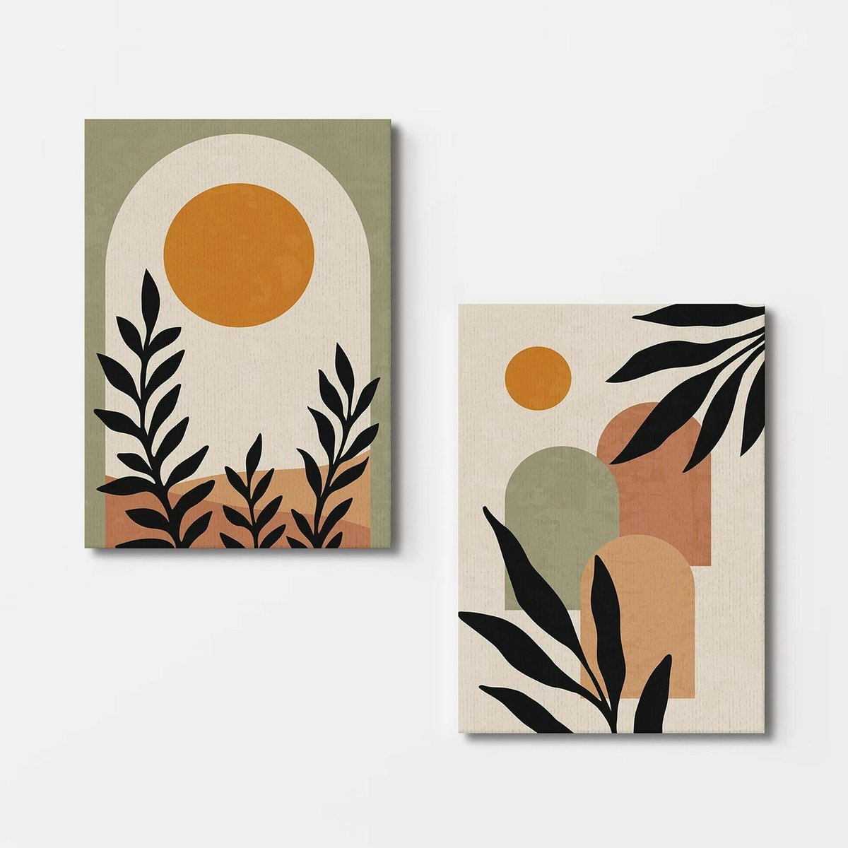 Tableau abstrait soleil et tons nature – moderne (set de 2) multicolore, PIER IMPORT