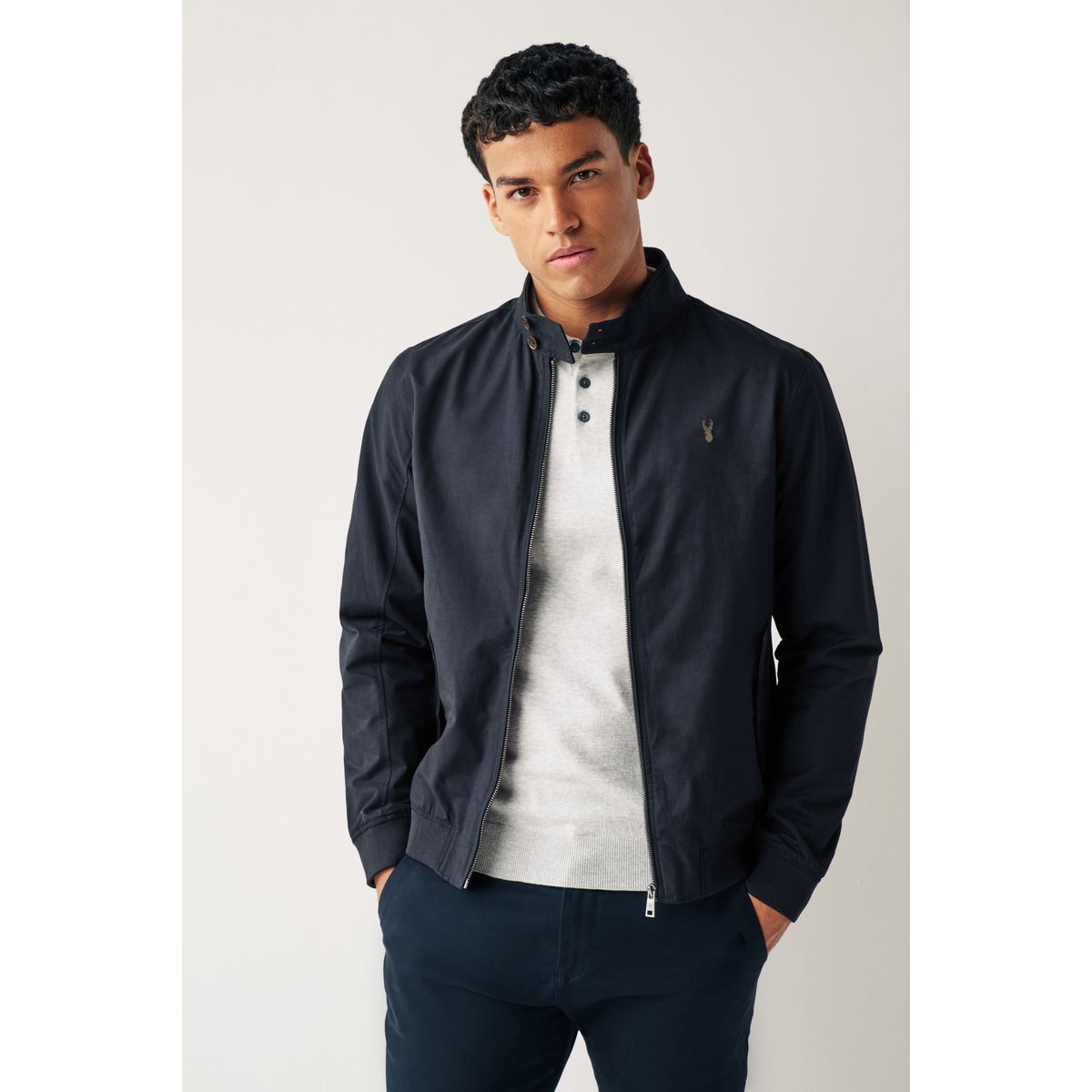 Blouson harrington déperlant doublure bleu marine, NEXT