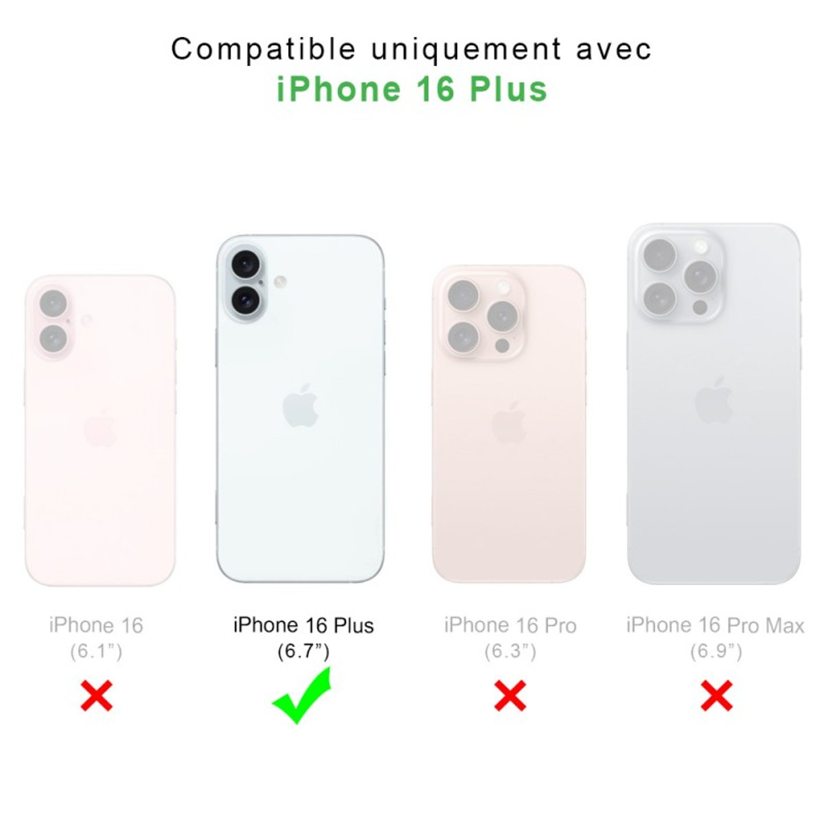 Coque Anti-choc compatible Magsafe pour iPhone 16 Plus Transparente + 2 vitres transparent, EVETANE