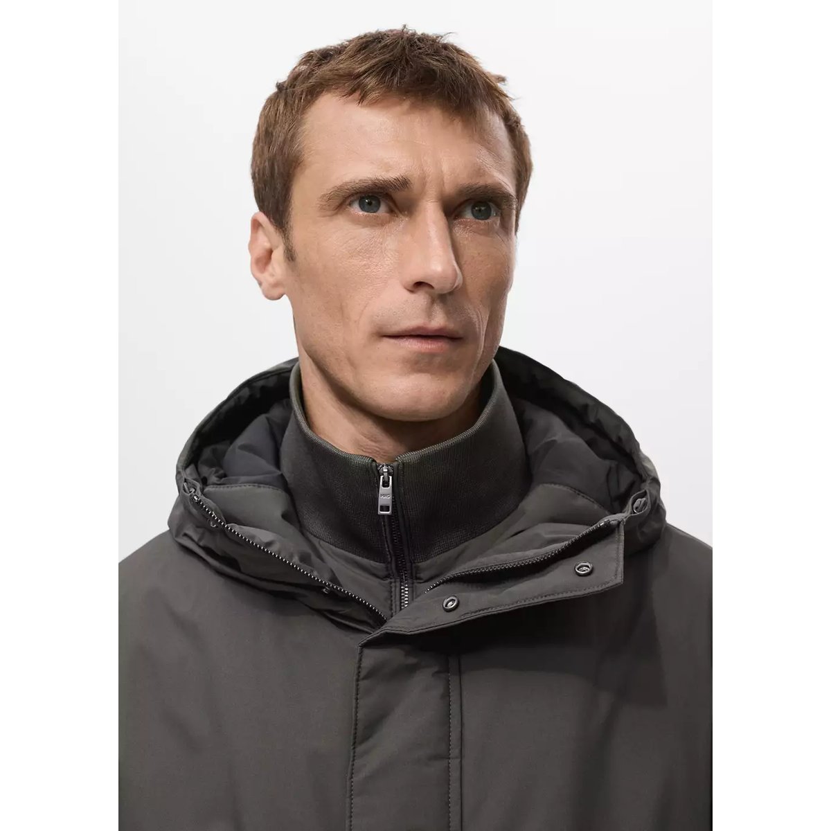Parka matelassée déperlante et amovible gris, MANGO MAN