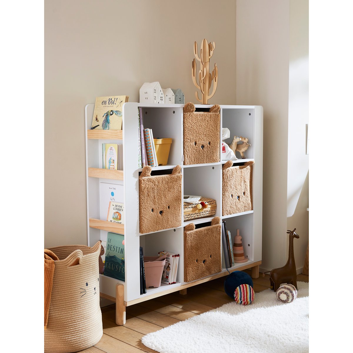 Bac de rangement en sherpa Ourson camel, VERTBAUDET