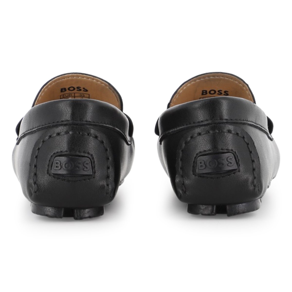 Moccasins en cuir de vachette black, BOSS KIDSWEAR