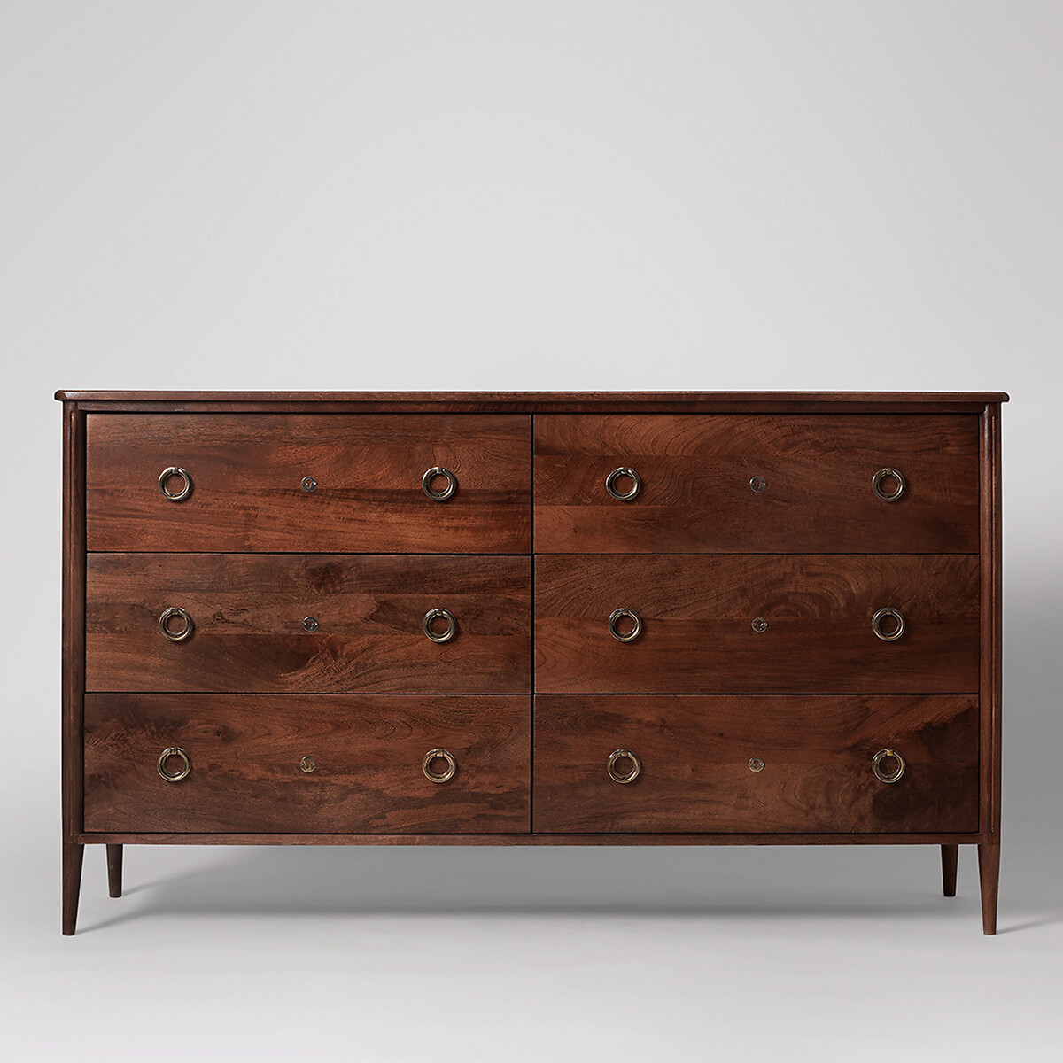 Reyna Mango Wood 6 Drawer Chest Of Drawers dark brown, SWOON