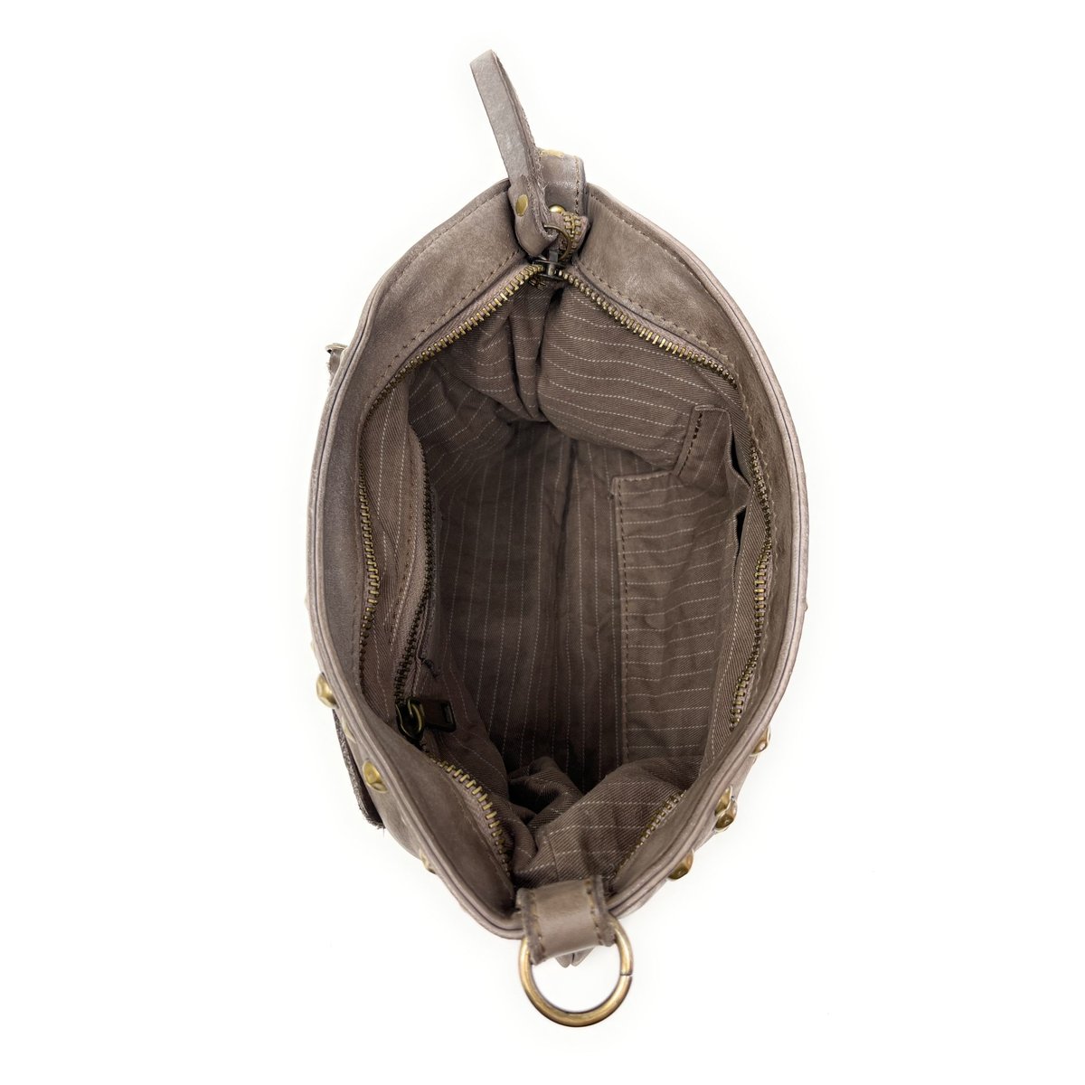 Pochette en cuir vintage clouté MISS DOTIE taupe, OH MY BAG