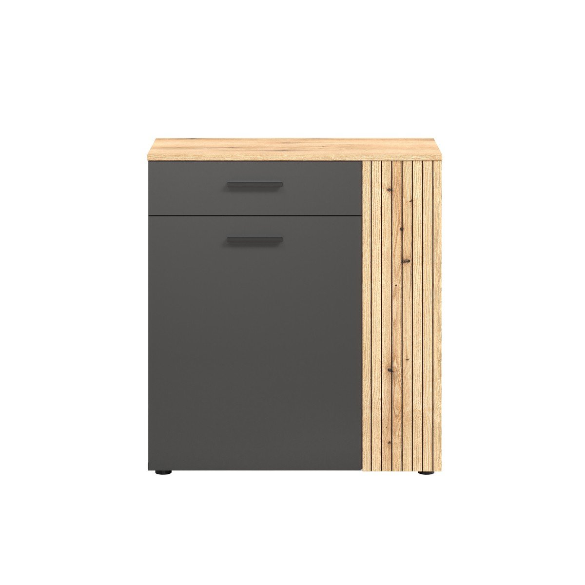 Buffet haut 2 portes et 1 tiroir L80 cm - ESTEBAN gris anthracite, CALICOSY