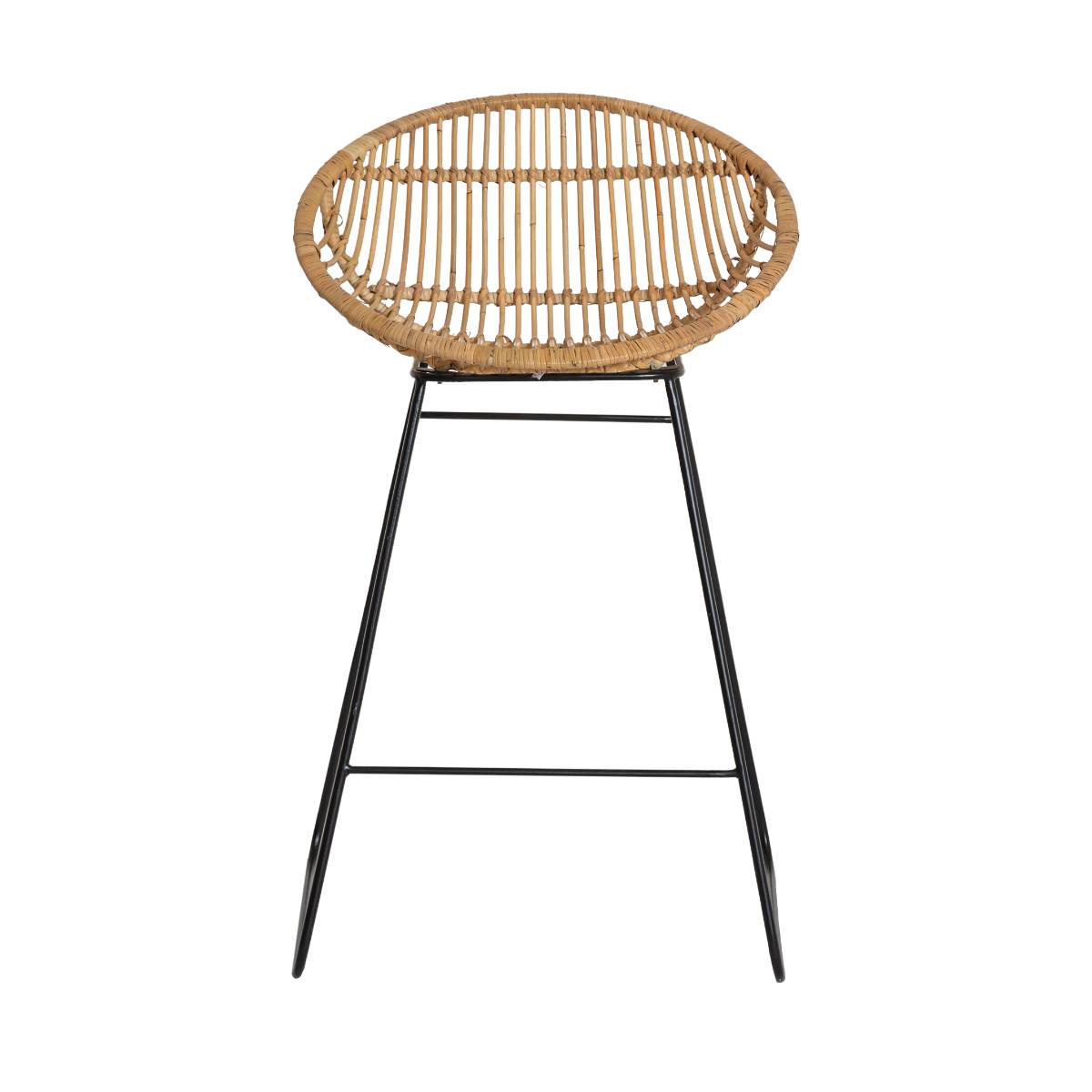 Tabouret de bar en rotin et métal CALVI bois clair, MADE IN MEUBLES