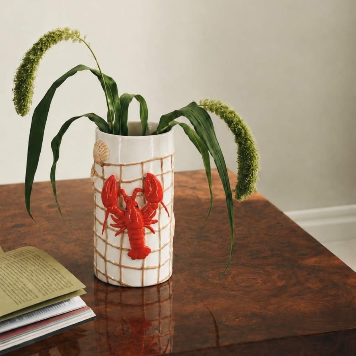 Vase en céramique homard 3D, H26cm blanc, ORNAMI