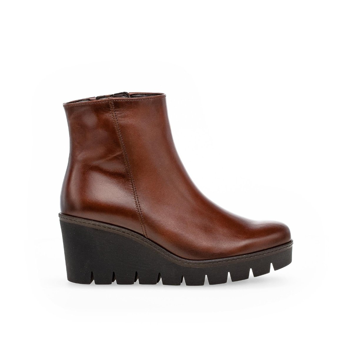 Bottines en cuir à talon compensé marron, GABOR