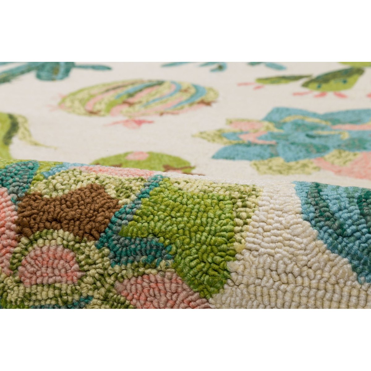 Tapis tufté main d'intérieur/extérieur - ROSETTA blanc multicolore, GINO FALCONE