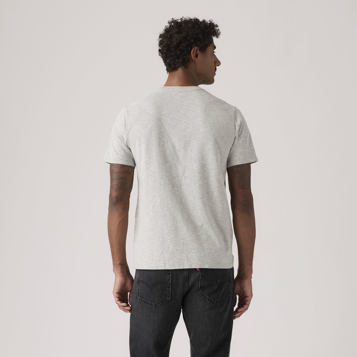 T-shirt classique à poche gris - texural slub midtone grey heather, LEVI'S