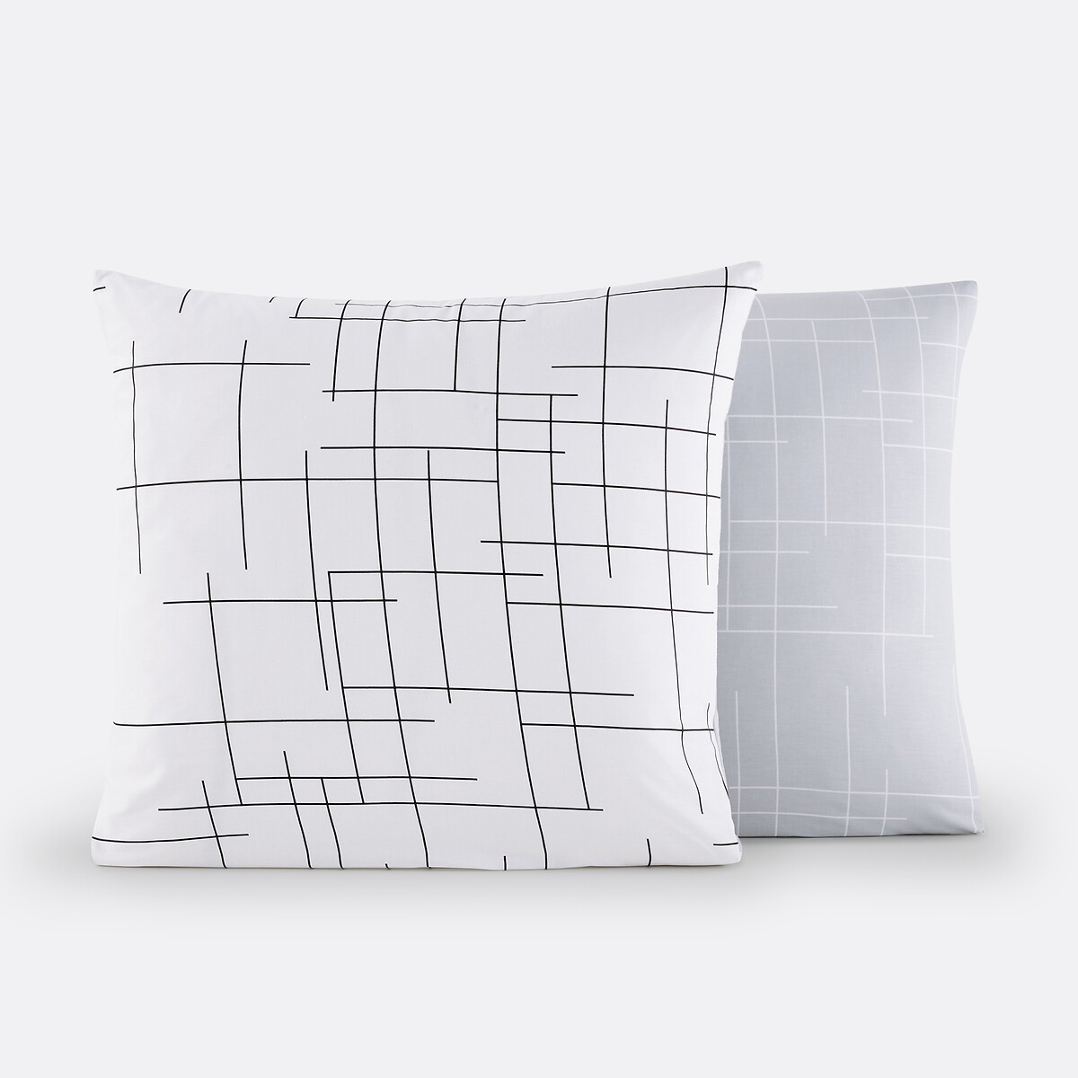 Taie d'oreiller coton, Charline imprimé gris blanc, LA REDOUTE INTERIEURS