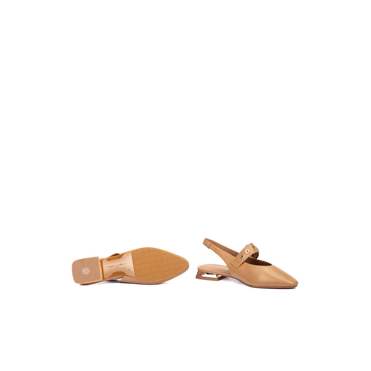 Ballerines cuir Vescia camel, MARTINELLI