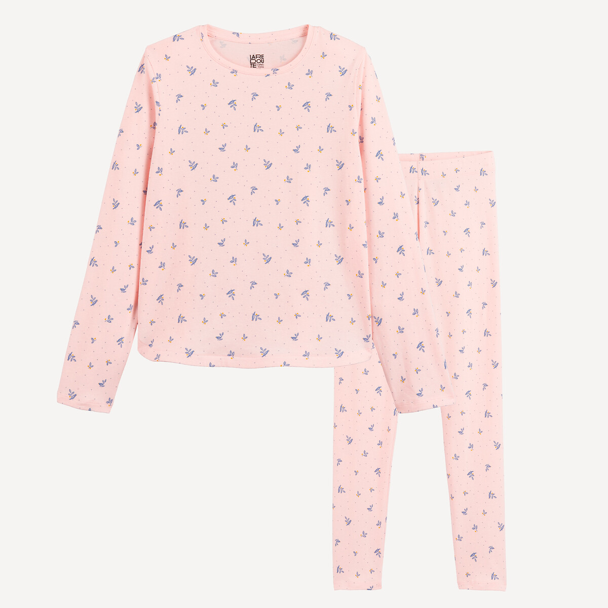 Floral print cotton long sleeve pyjamas pink, LA REDOUTE COLLECTIONS