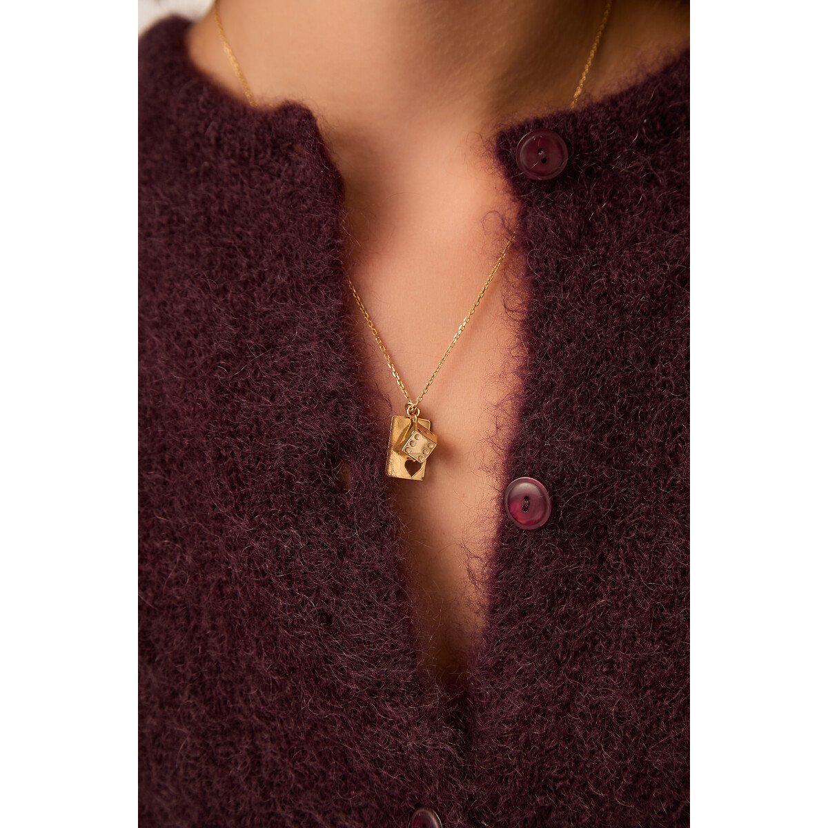 Strickweste mit Rundhalsausschnitt aus Mohair-Mischgewebe, BEA pflaume, DES PETITS HAUTS
