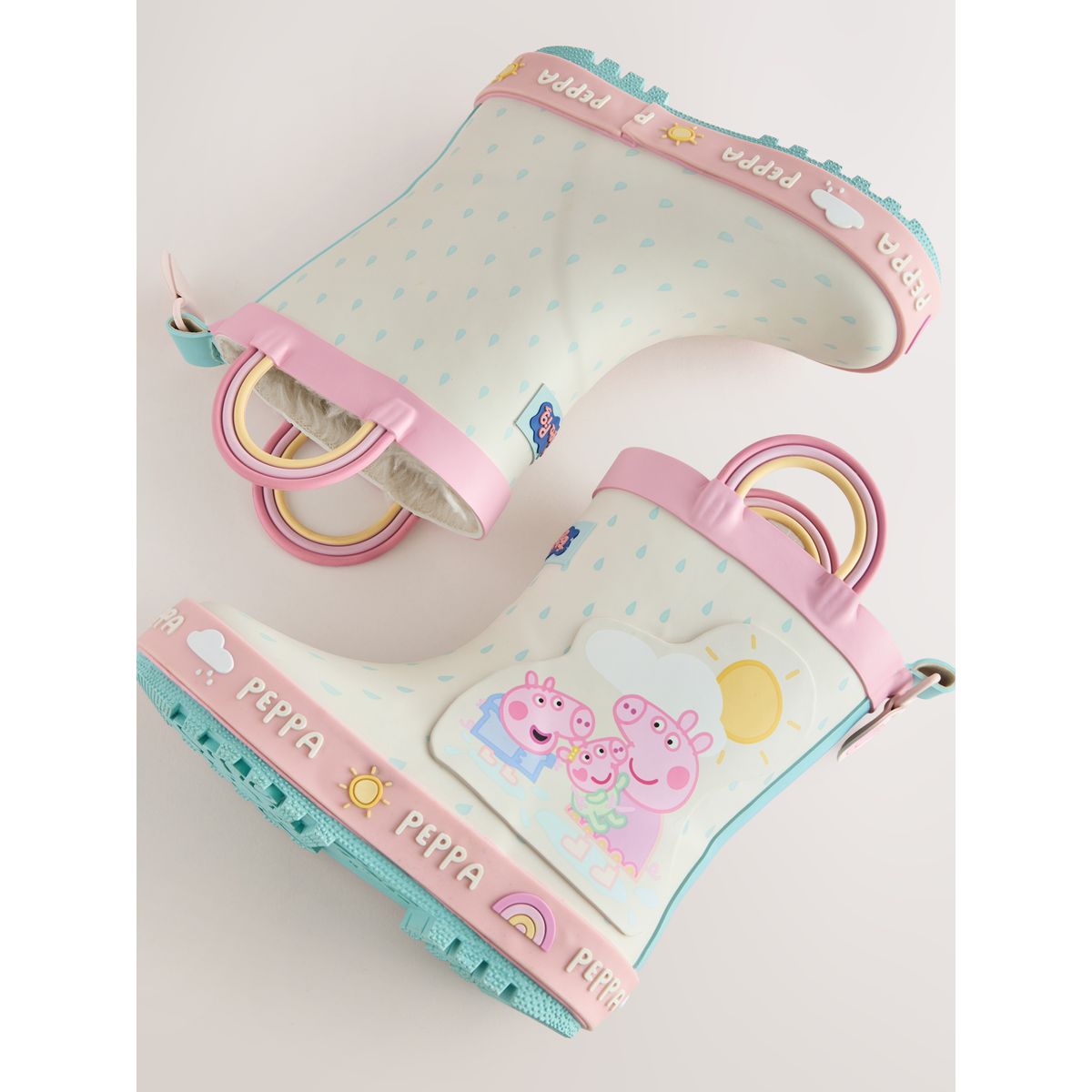 Bottes en caoutchouc à poignées peppa pig crème, NEXT