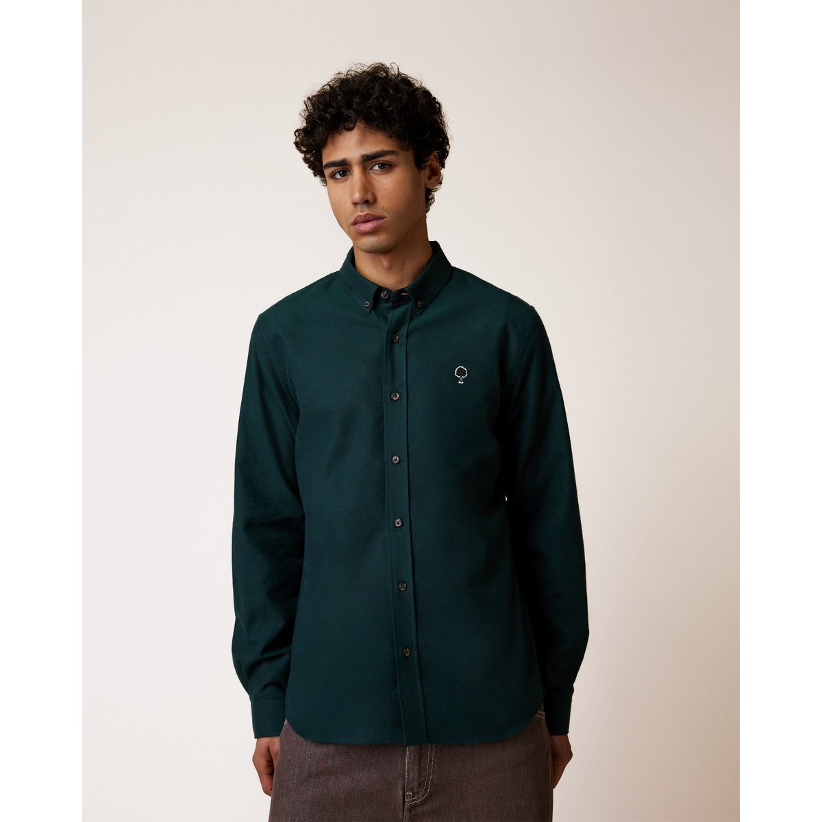Chemise en tissu Oxford vert foncé, FAGUO