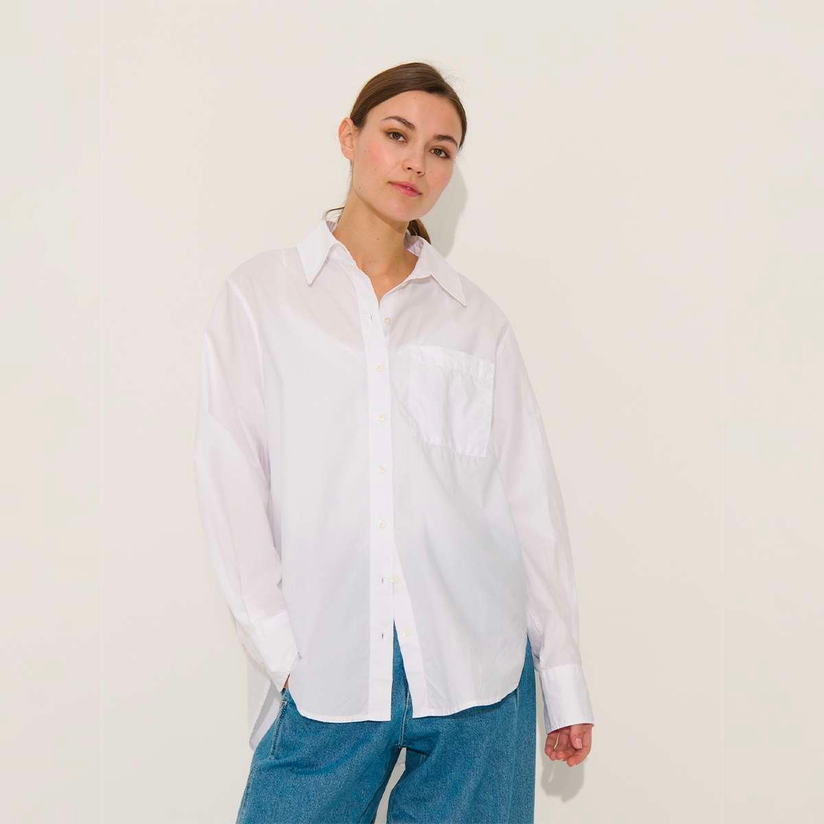 Chemise en coton manches longues PAOLA blanc, BENSIMON