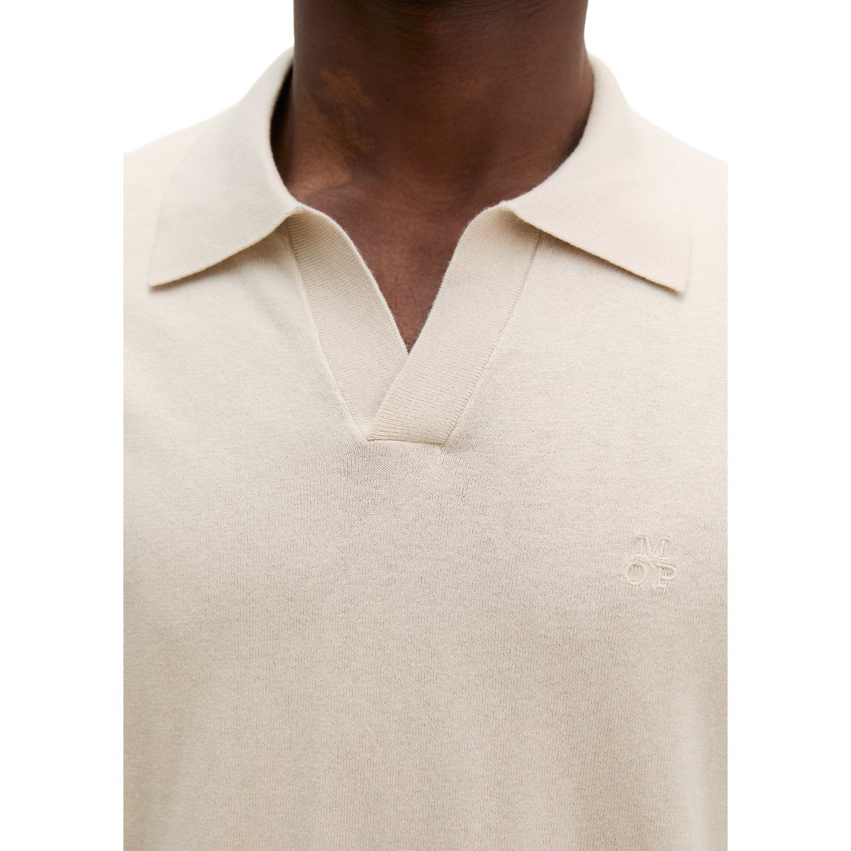 Polo en tricot régulier en mélange de coton et de cachemire bio creme, MARC O'POLO