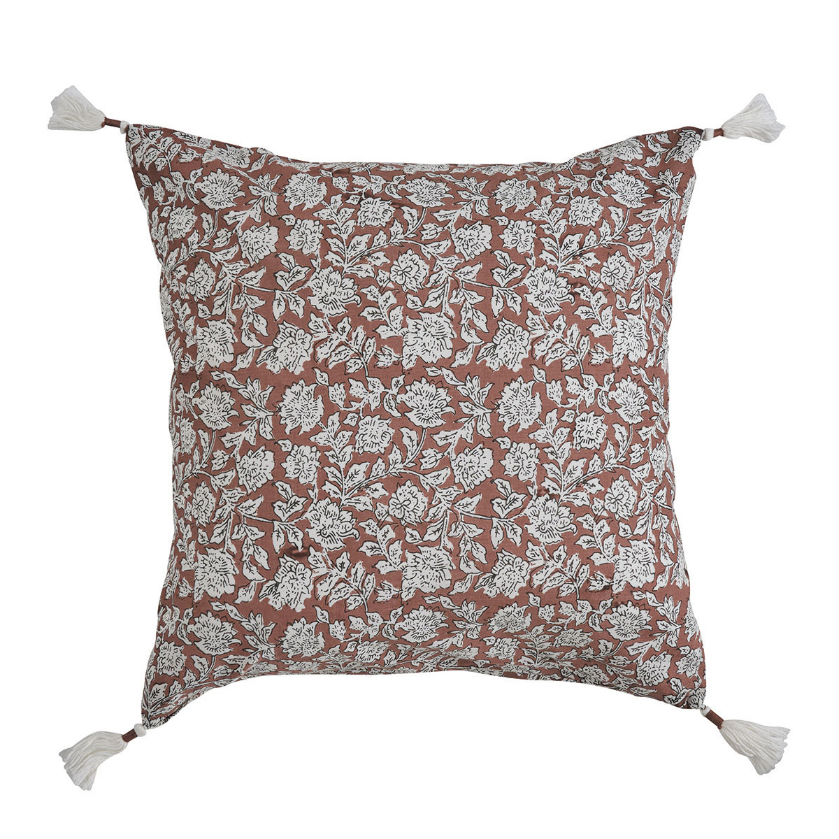 Housse de coussin en coton terracotta, BLANC D’IVOIRE