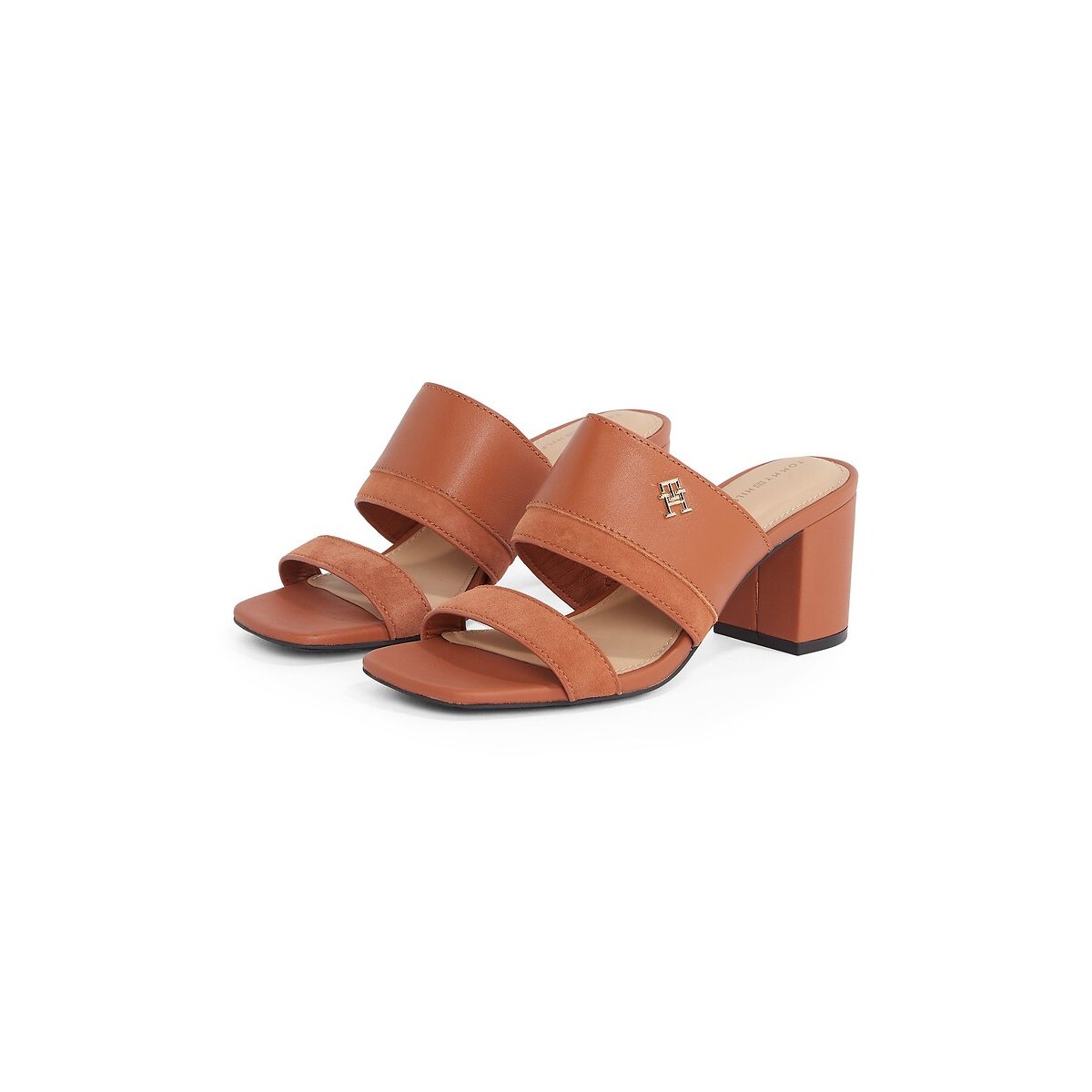 Leather Heeled Mules cognac, TOMMY HILFIGER