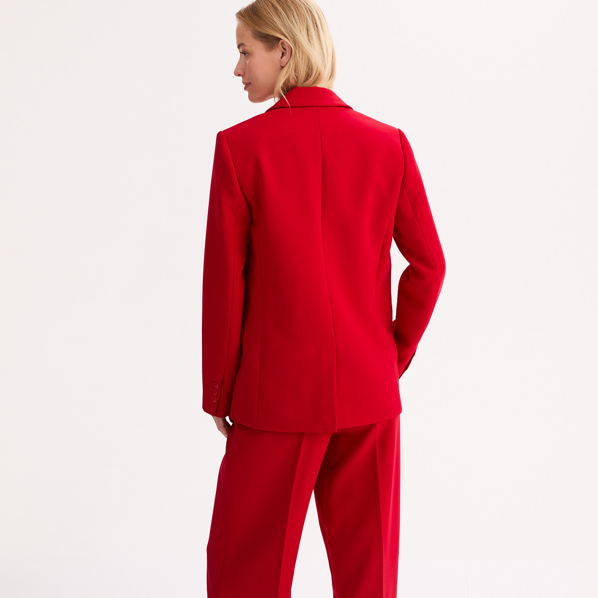 Blazer coupe droite fluide et stretch rouge, ANNE WEYBURN