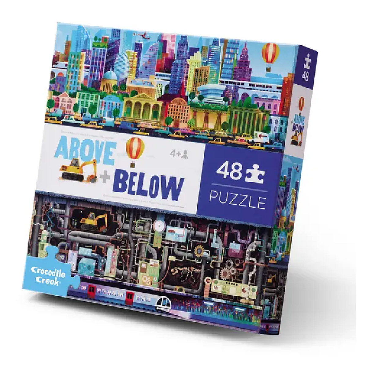 Puzzle Dessous et dessous - 48 pieces - La ville couleur unique, CROCODILE CREEK